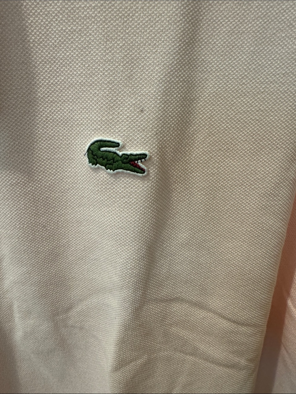 Lacoste Men’s Light Pink Pique Polo with Green Crocodile - Picture 3 of 3
